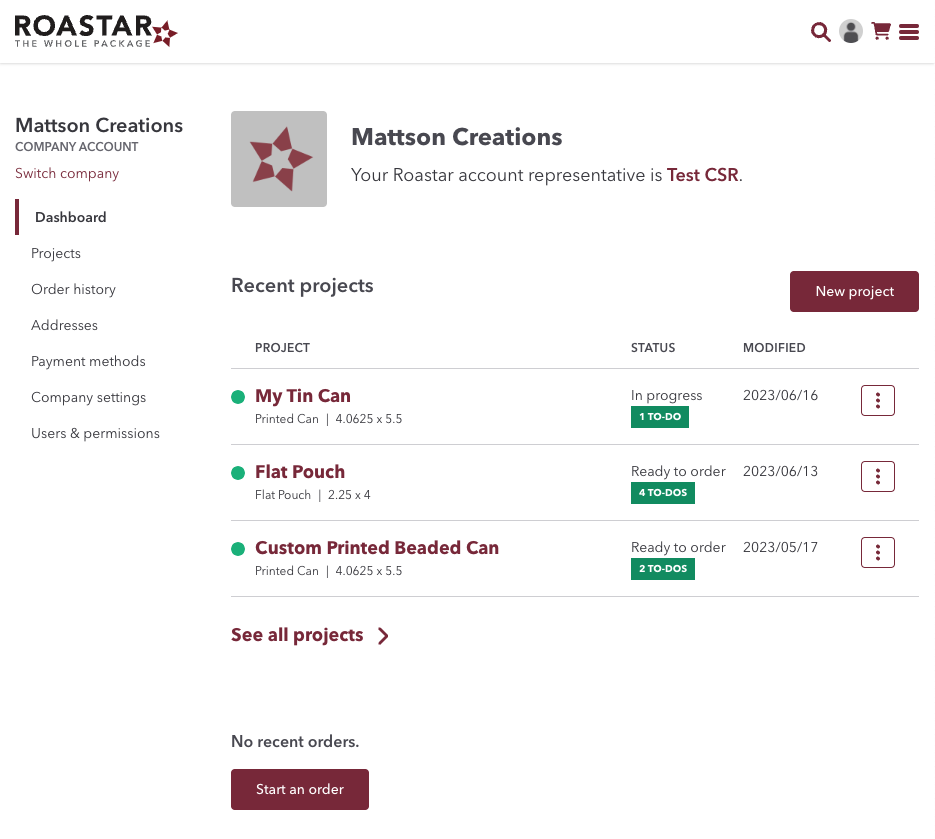 Roastar.com Homepage